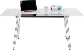 Skrivbord Officia - Glas/krom, 160x80cm – bild-1.