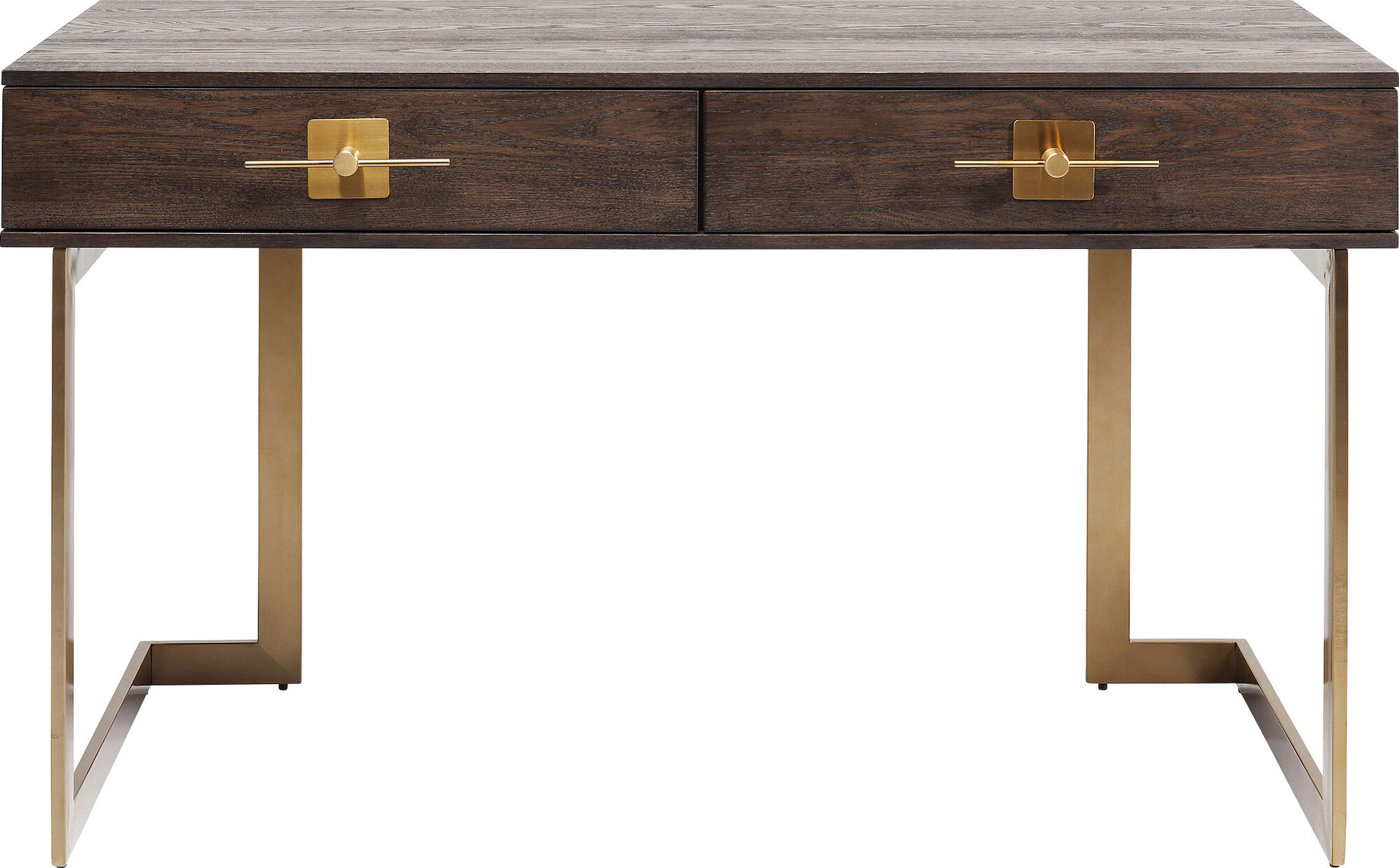 Biurko klasyczne z szufladami brązowe 138x60 cm – obraz-1