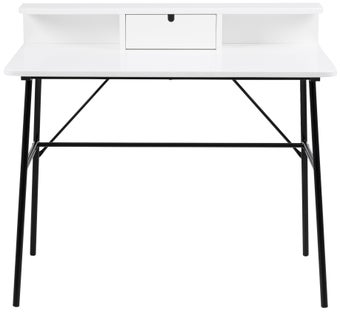 Biurko metalowe białe z nadstawką 100x55 cm – obraz-1