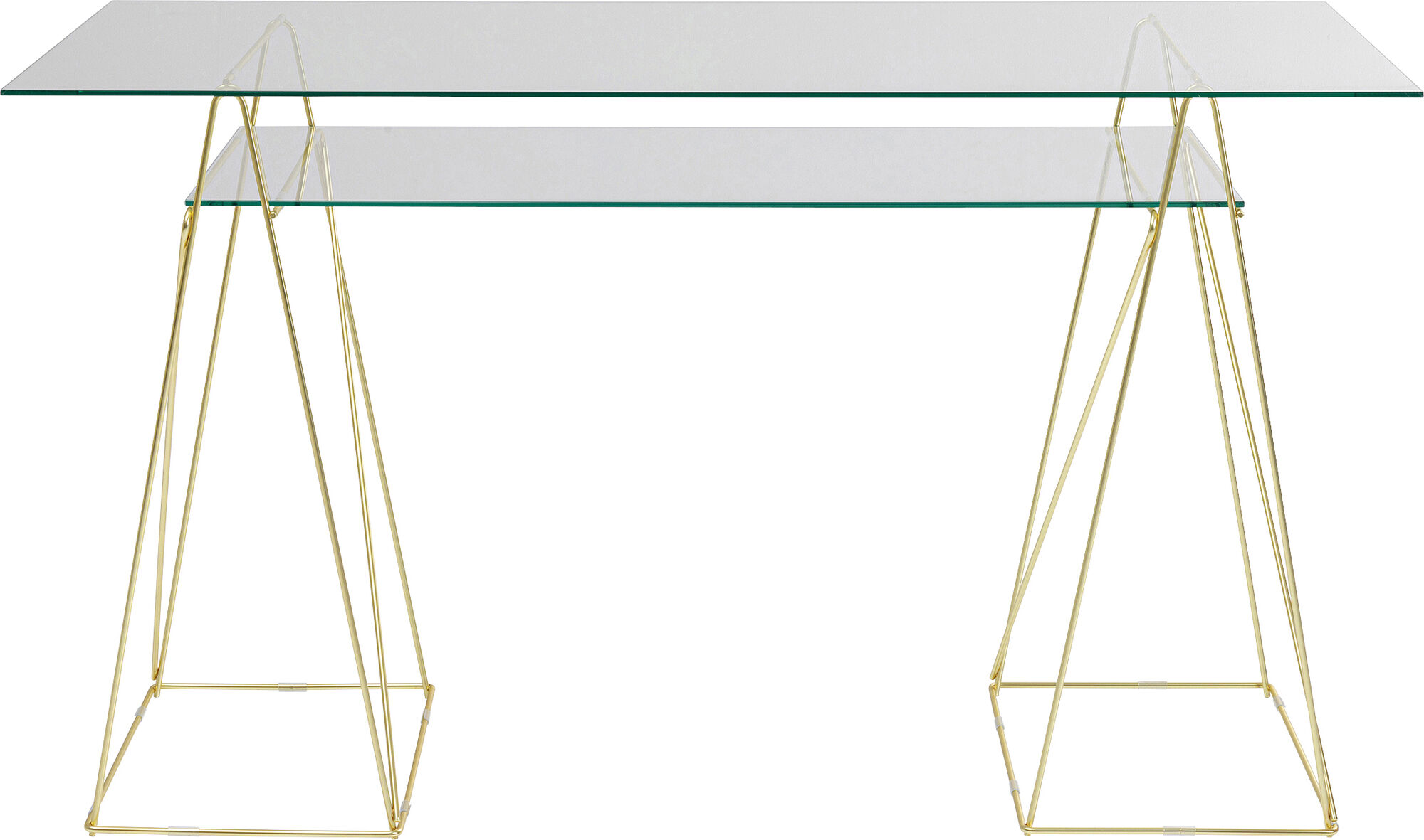 Biurko Polar 135x65 cm szkło hartowane - nogi złote – grafika-1.