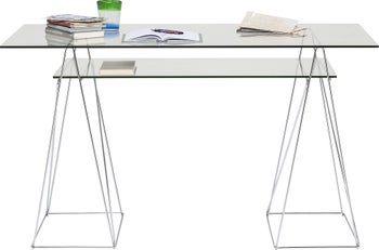 produkt: Skrivbord Polar - Glas/Krom, 135cm.
