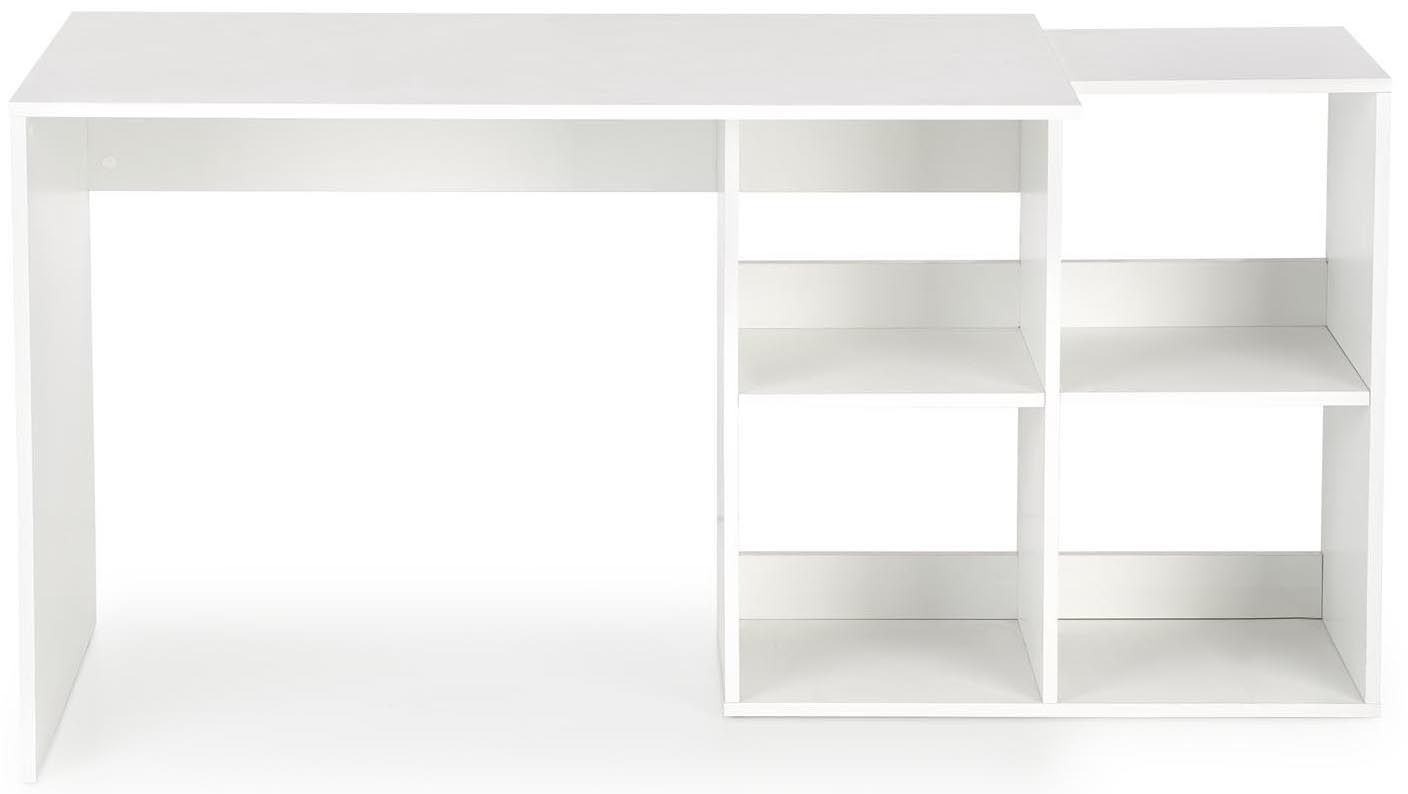Biurko proste lub narożne z półkami w kolorze białym 115-152x55 cm – obraz-1