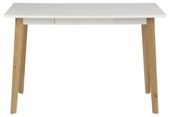 Biurko małe białe z szufladą 117x58 cm – obraz-1