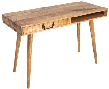 Drewniane biurko z szufladą w naturalnym brązie o nowoczesnym stylu – grafika-1.