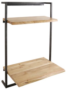 Biurko ścienne drewno akacjowe stelaż czarny z metalu 65x100 cm – grafika-1.