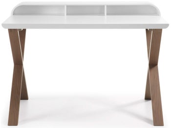 Biurko 120x79 cm białe nogi brązowe – obraz-1