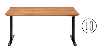 Skrivbord Symphony - Ek/Svart Höj/Sänkbart, 160cm – bild-1.