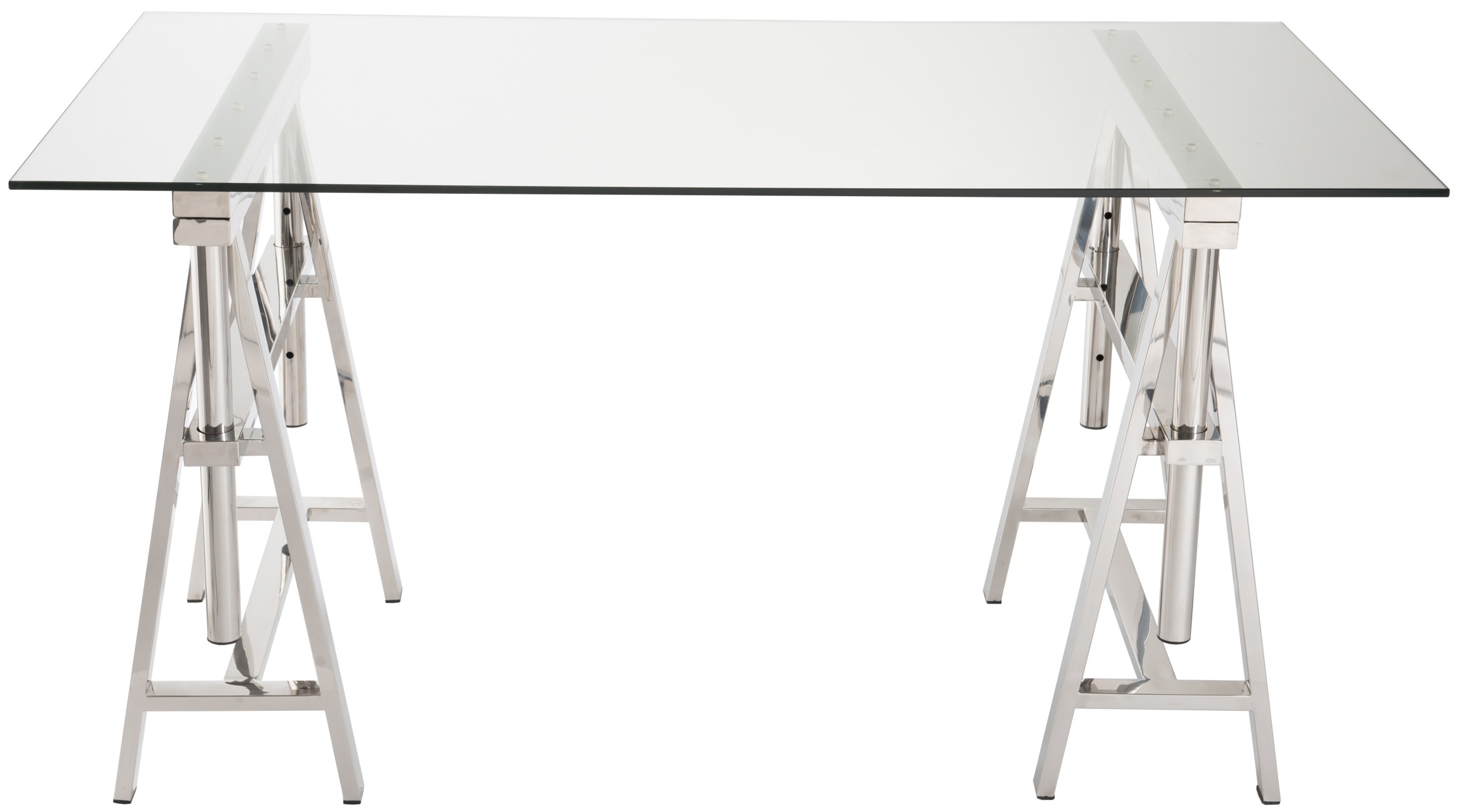 Biurko z regulacją wysokości szklane nogi srebrne 150x80 cm – obraz-1