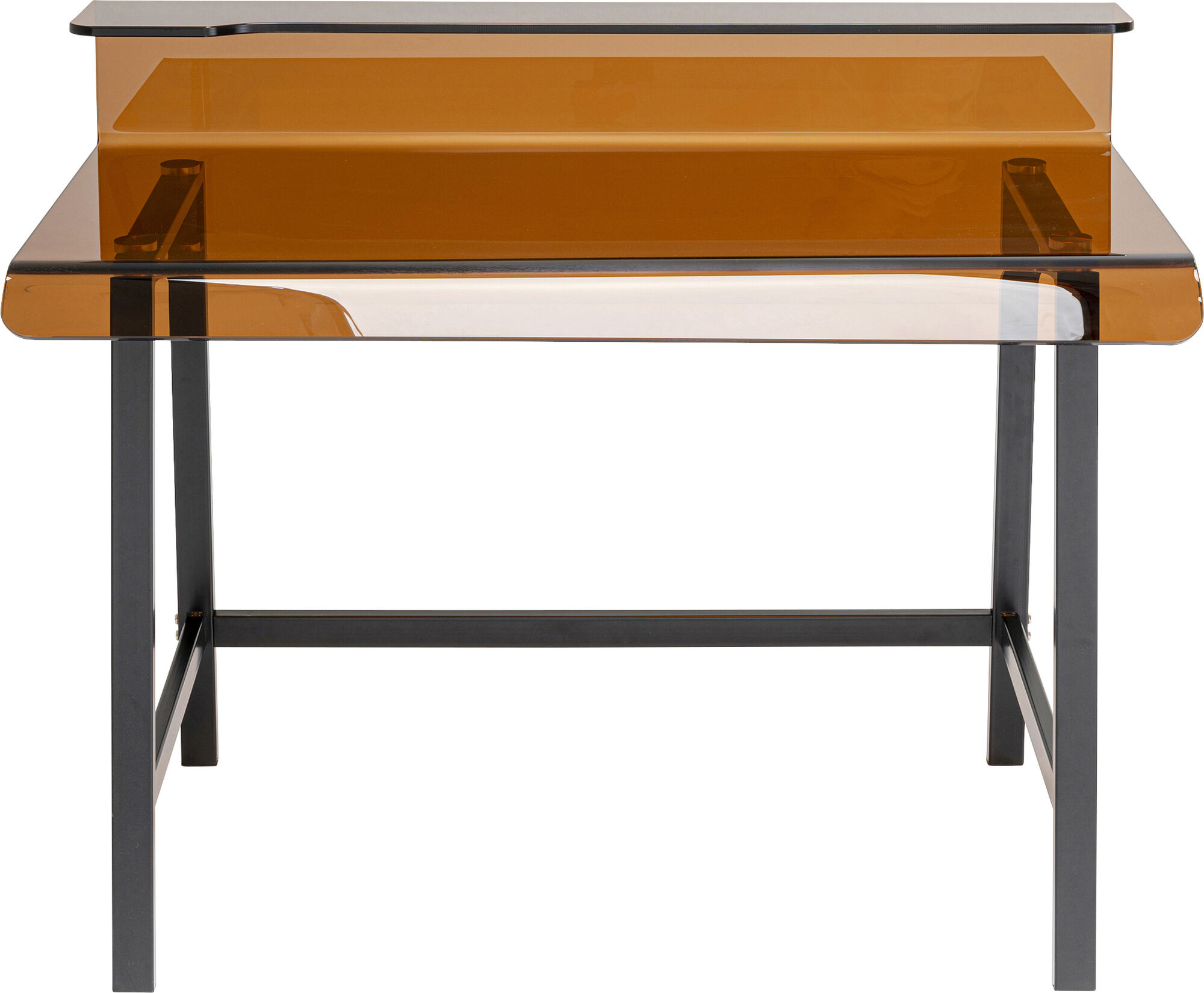 Biurko komputerowe szklane brązowe nogi czarne 110x56 cm – obraz-1