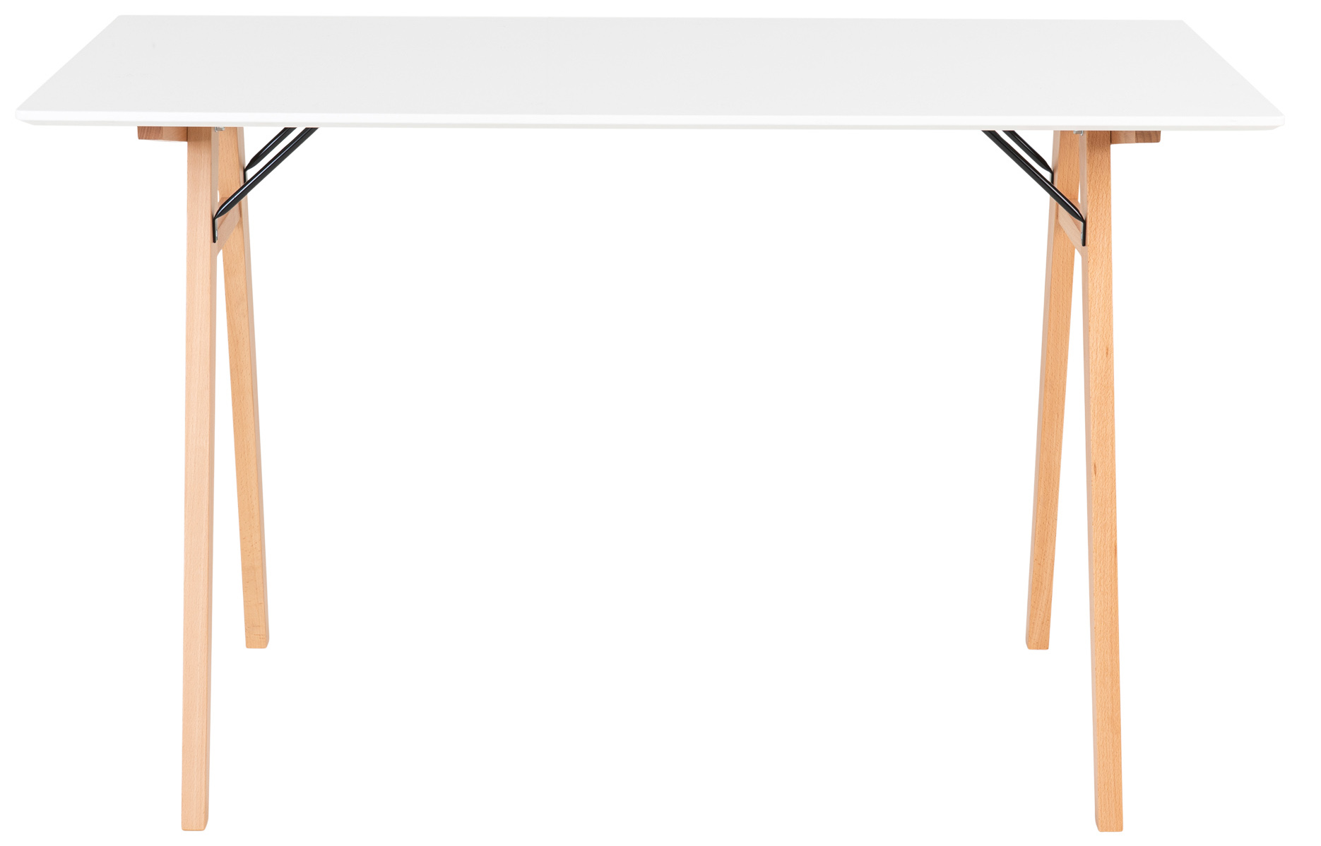 Biurko Vojens 120x60 cm białe - nogi drewniane – grafika-1.