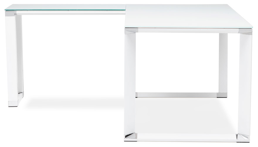 Biurko Warner 170x45 cm białe blat szklany – obraz-1