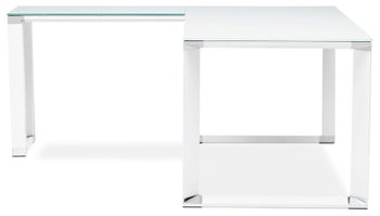 Biurko Warner 170x45 cm białe blat szklany – obraz-1