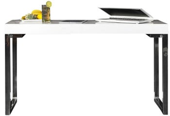 Białe biurko w nowoczesnym stylu o minimalistycznym designie – grafika-1.