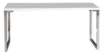 Białe biurko MDF z metalowymi nogami srebrnymi idealne do biura minimalistyczne – grafika-1.