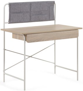 Biurko z szufladą i organizerem brązowe 100x62 cm – obraz-1