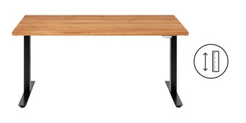Skrivbord Jackie - Massiv Ek/Svart - Höj/Sänkbart, 160cm – bild-1.