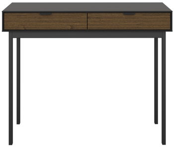 Biurko z szufladami Soma 100x50 cm czarno-brązowe – obraz-1