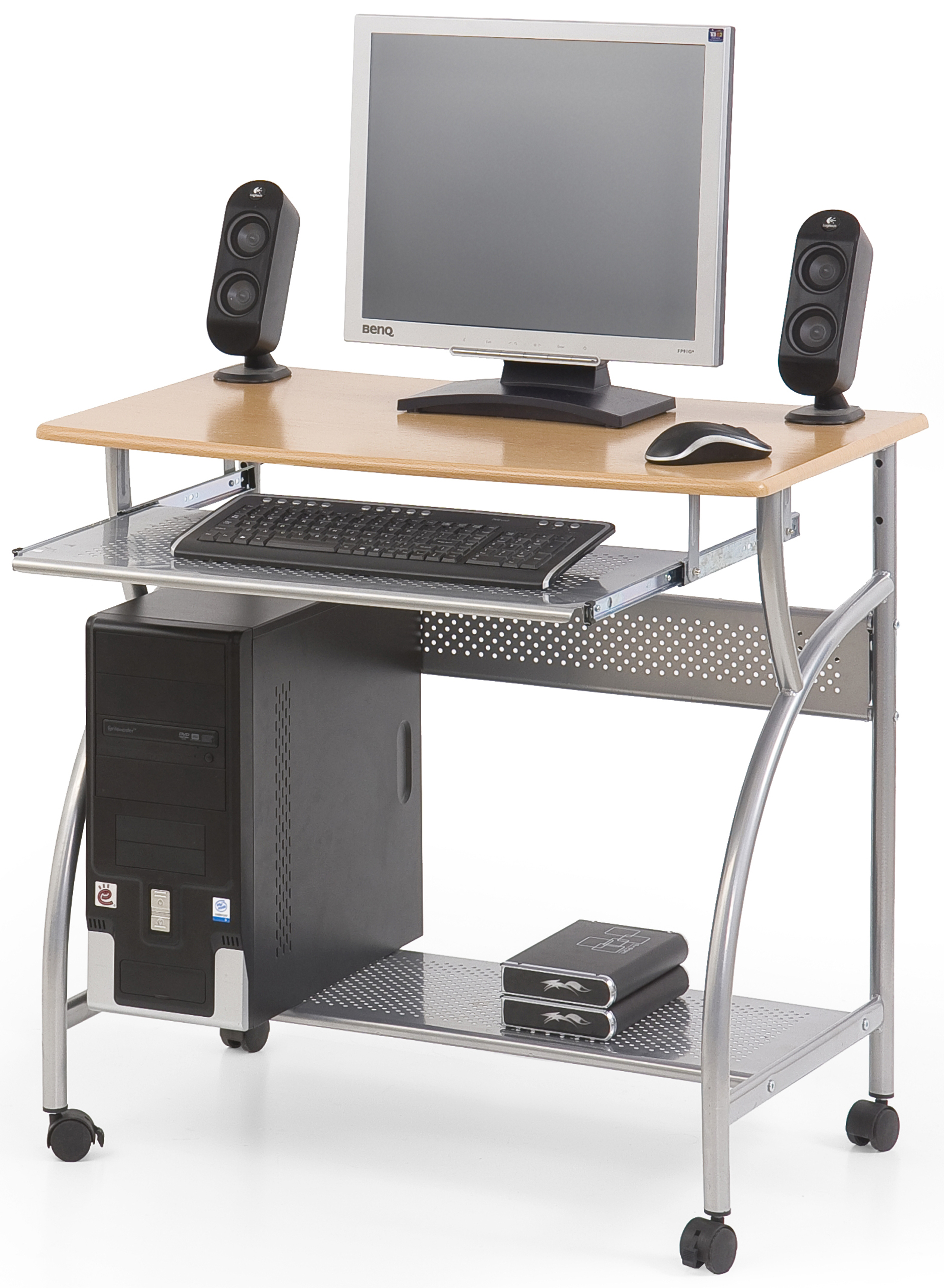 Biurko z wysuwanym blatem blat MDF kolor olcha 80x50 cm – obraz-1