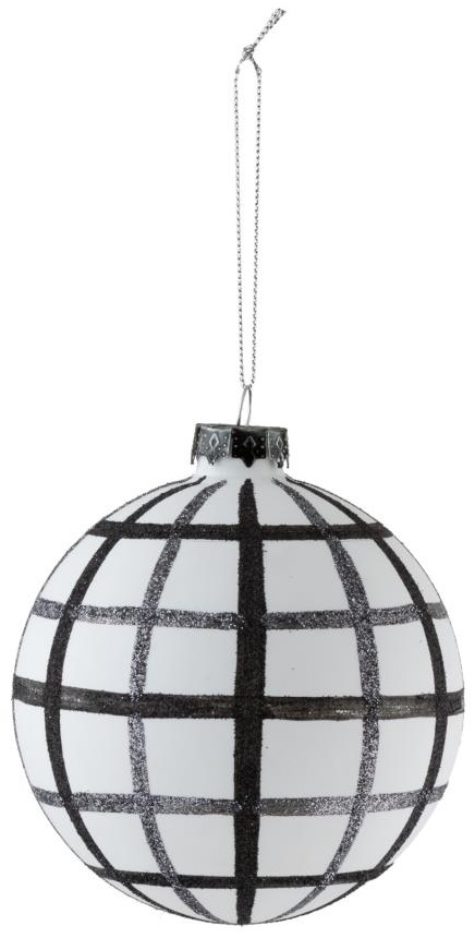 Bombki choinkowe Rhombuses (4-set) Ø10 cm biało-czarne – obraz-1