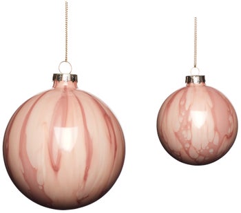 Bombki choinkowe Tusano Pattern Ø8 i 10 cm różowe – obraz-1