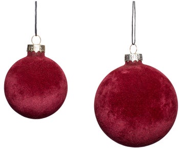 Bombki choinkowe Velour 8 cm czerwone (2-set) – obraz-1