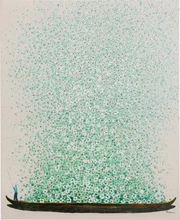 Slika na platnu Flower Boat Beige Green 40x50cm – slika-1.