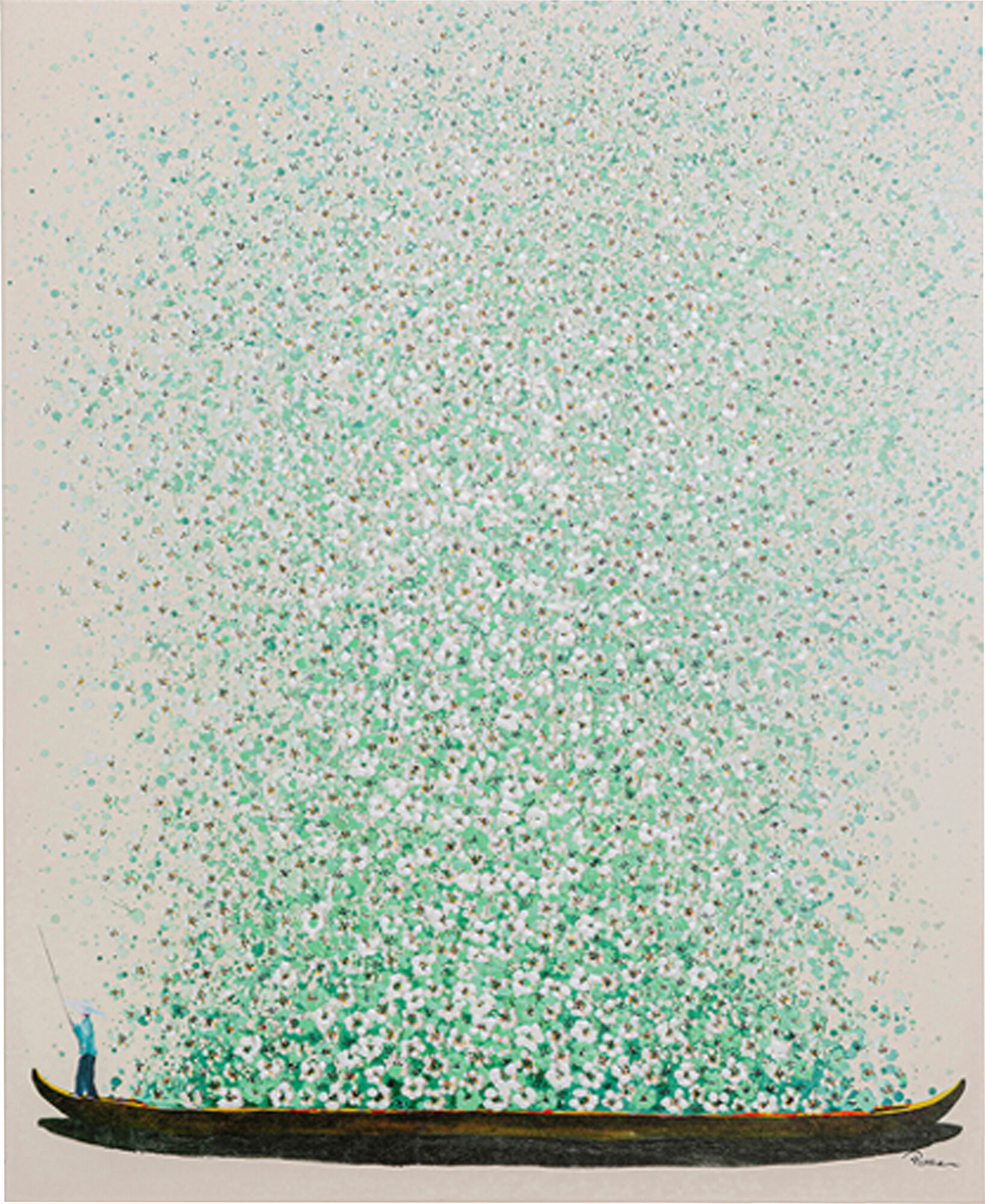 Obraz Flower Boat Beżowy Zielony 40x50cm – grafika-1.