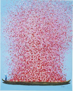 Obraz Flower Boat Niebieski Różowy 30x40cm – obraz-1