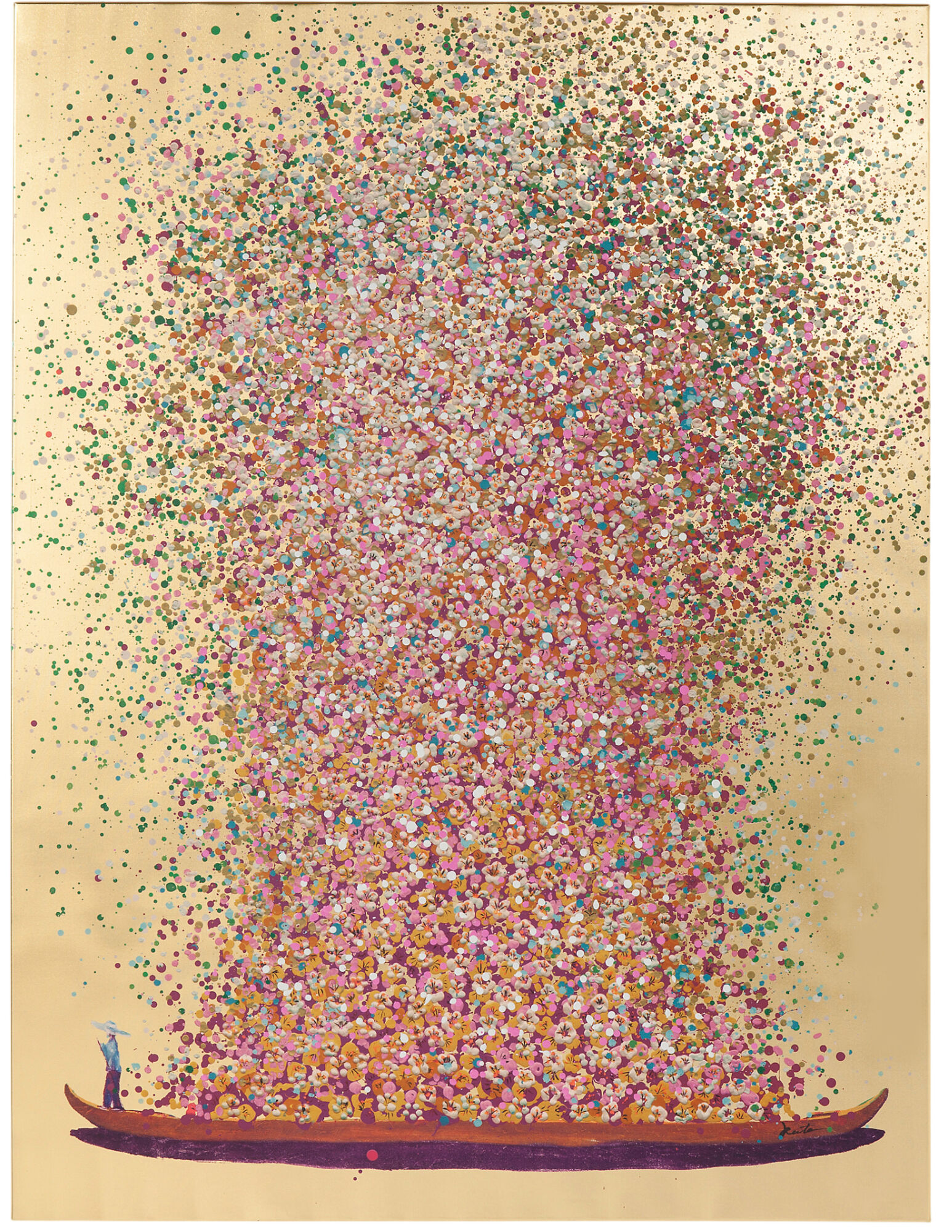 Slika na platnu Flower Boat Gold Pink 40x50cm – slika-1.