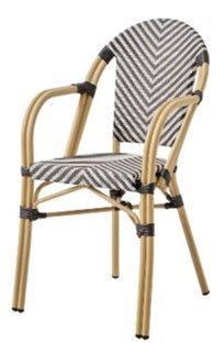 Krzesło z podłokietnikami Montmartre czarno-białe – obraz-1