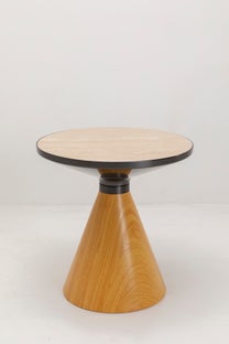 Mesa de centro Cono Roble Travertino Ø50cm – Imagen-1.