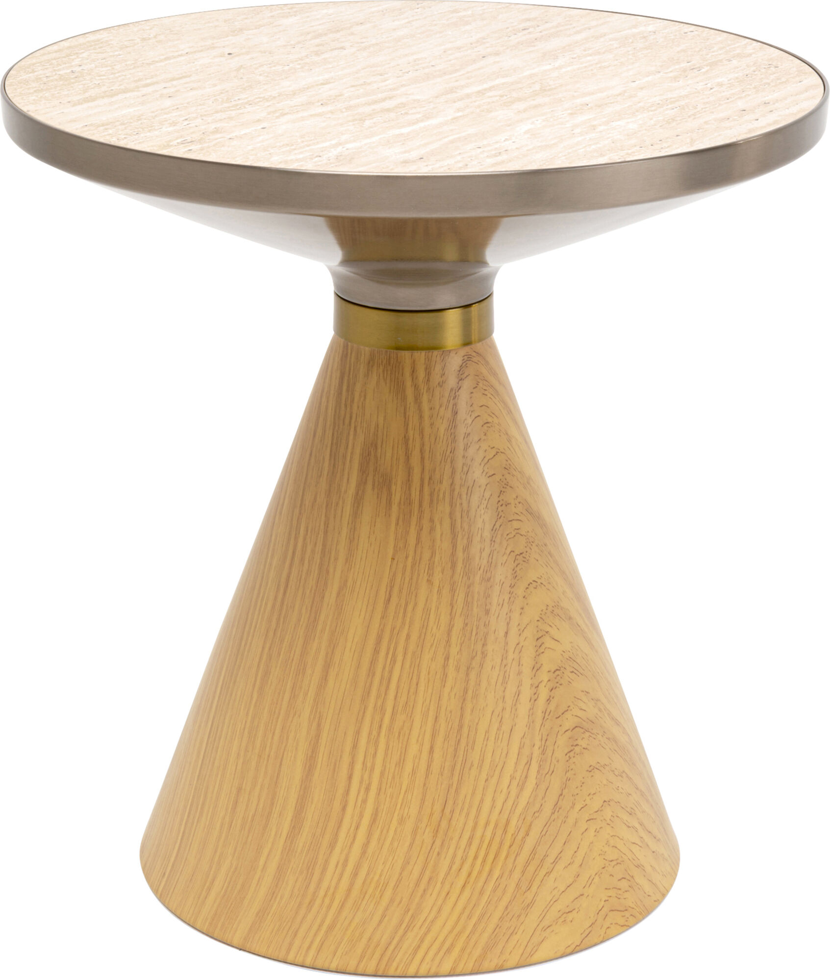 Mesa de centro Cono Oak Travertin Ø50cm – Imagen-1.