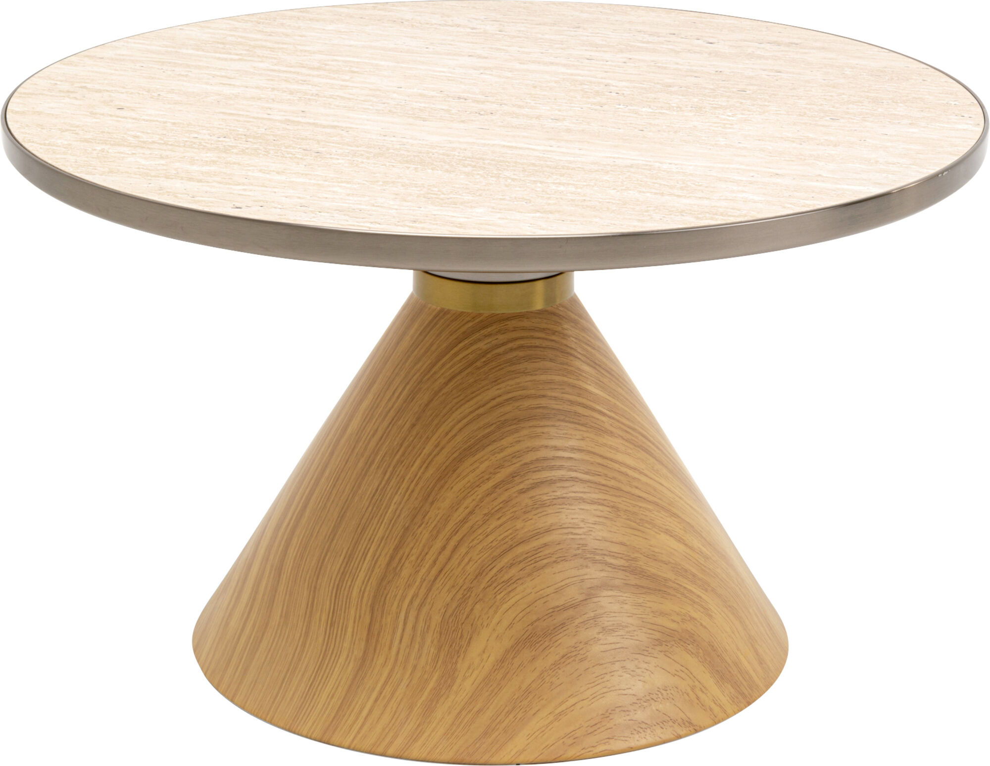Mesa de centro Cono Oak Travertin Ø70cm – Imagen-1.