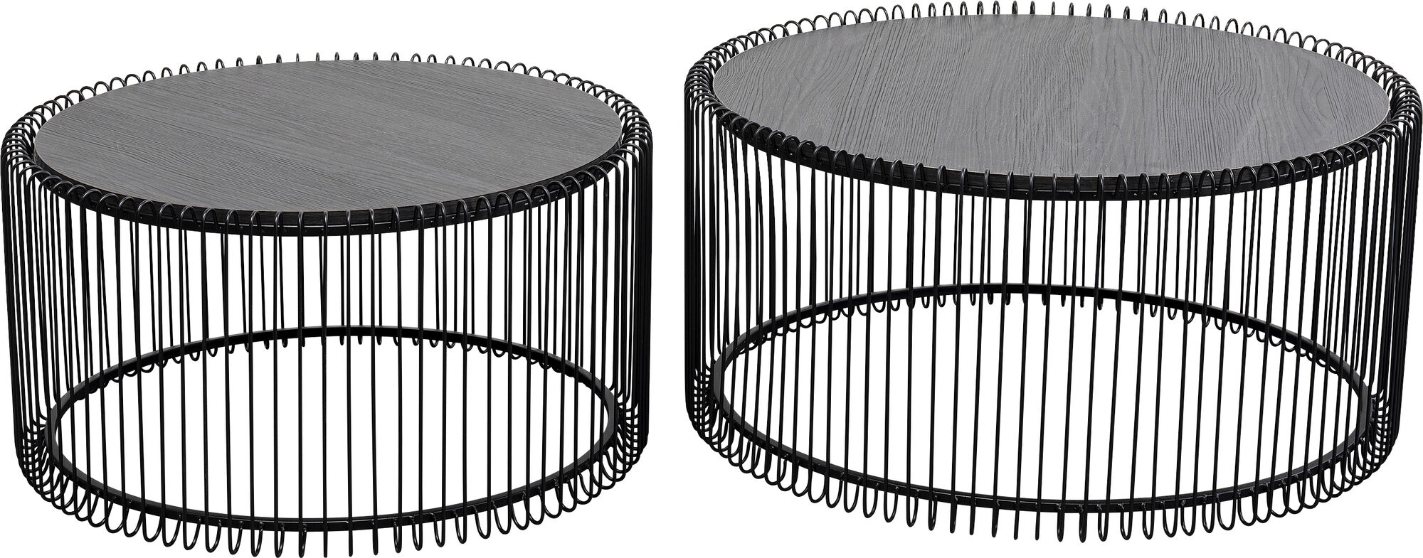 Kavos staliukas Wire Black Wood (2 dalių) – paveikslėlis-1.