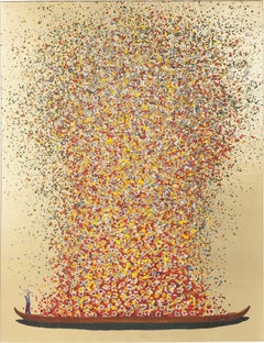 Cuadro Touched Flower Boat oro rojo 100x80cm – Imagen-1.