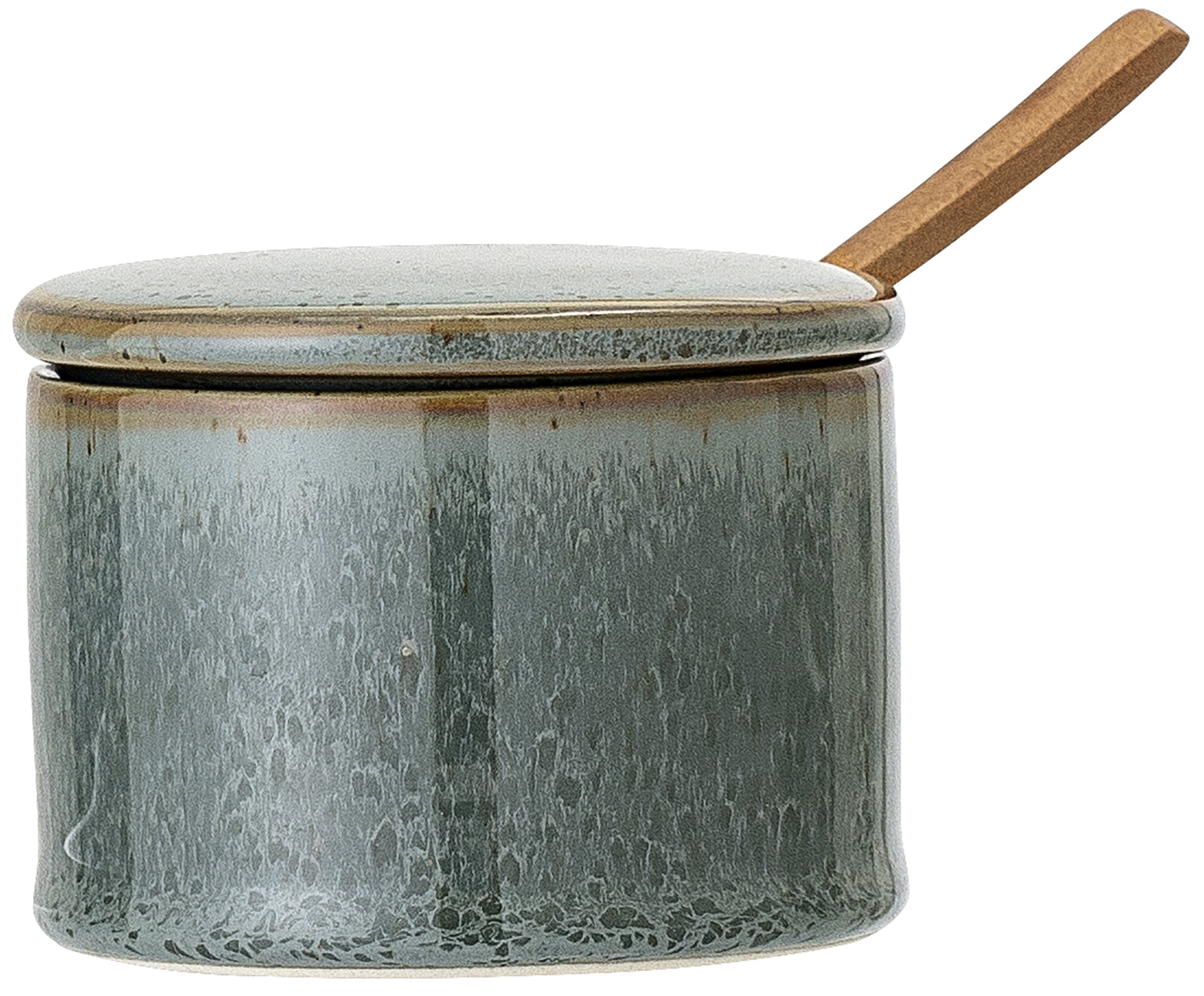 Cukiernica z łyżeczką zielona ceramiczna 6 cm – obraz-1