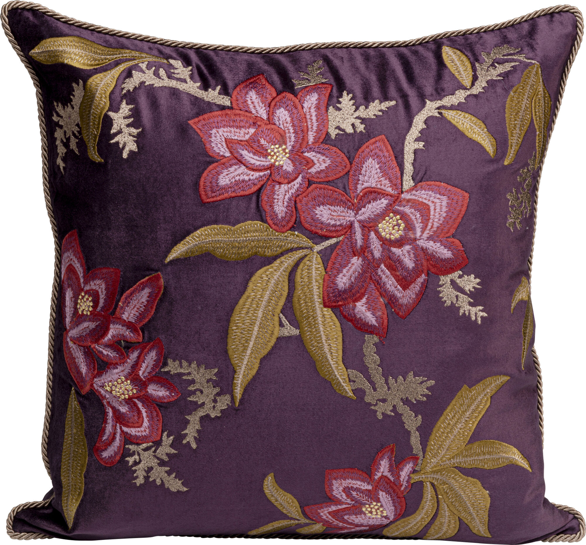 Poduszka dekoracyjna Lovely Flowers Fioletowa 50x50cm – obraz-1