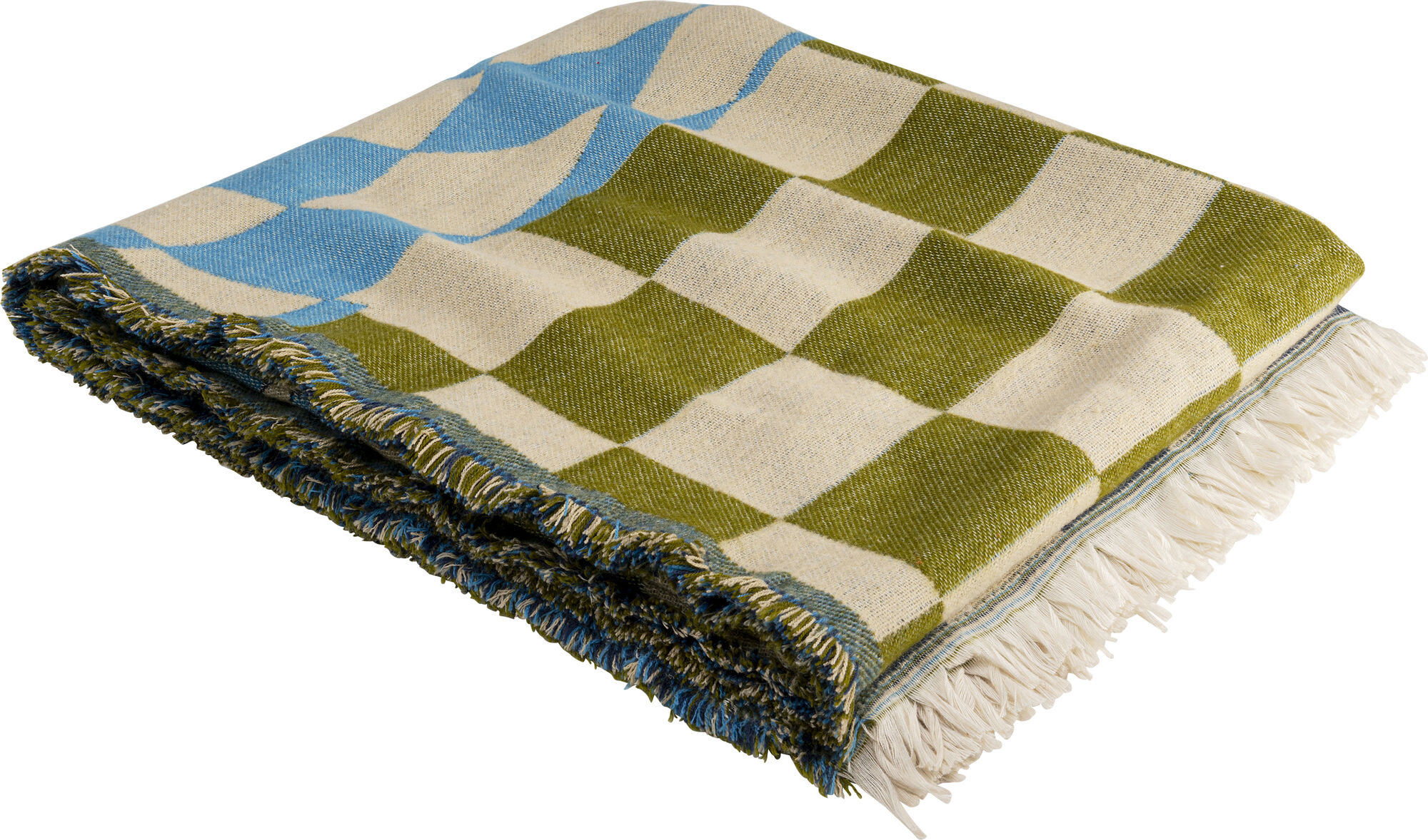 Koc Checker Blue Green 170x130cm – obraz-1