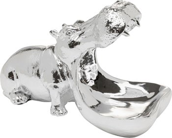 Figurka dekoracyjna Hungry Hippo 17cm srebrna – obraz-1