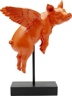 Figurka dekoracyjna Flying Pig pomarańczowa 29cm – obraz-1