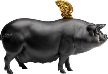 Figurka dekoracyjna Flyin Pig czarna 21cm – obraz-1