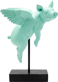 Türkiz Flying Pig Dekorációs Figura 29cm – kép-1.