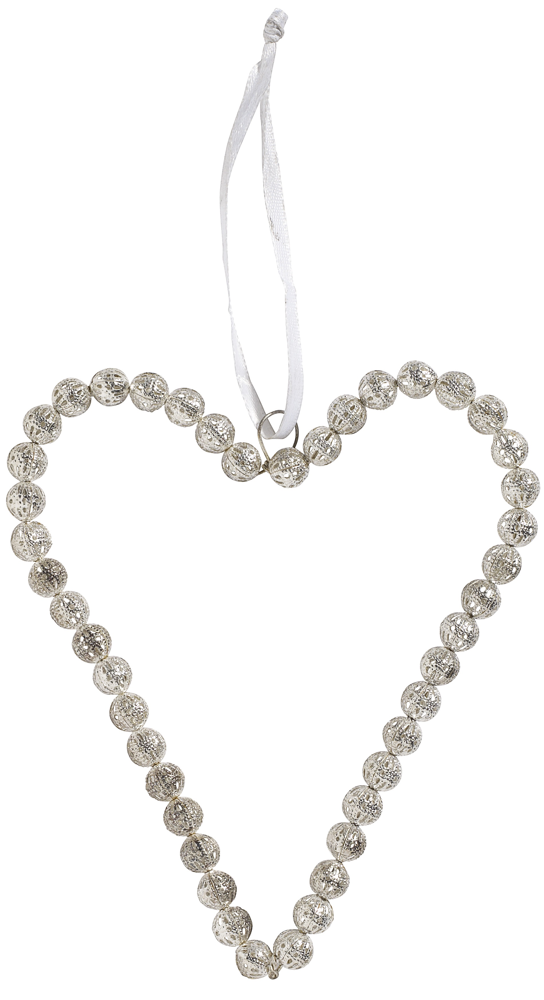 Dekoracja choinkowa srebrna serce 10x13 cm – obraz-1