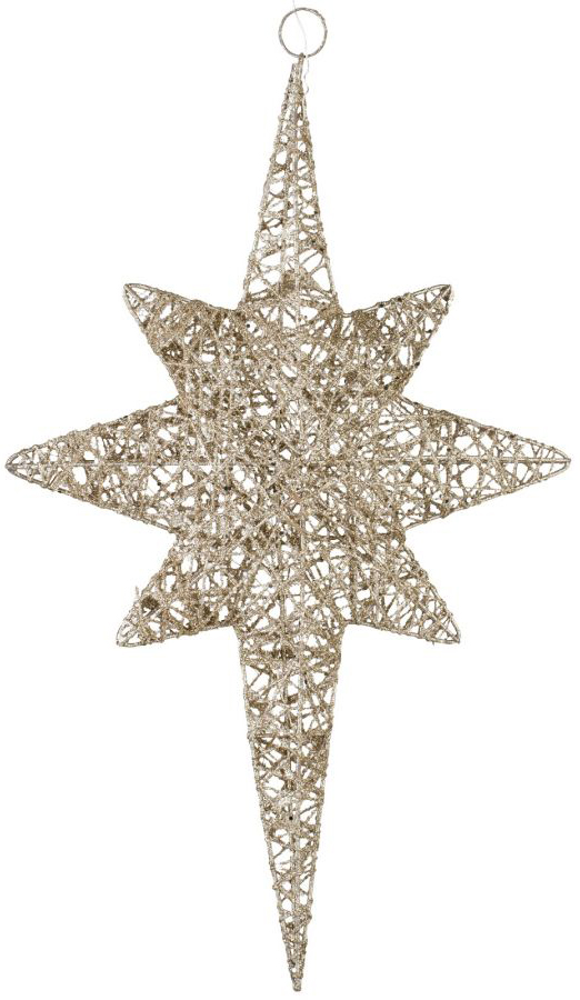 Dekoracja choinkowa Jemima Star świecąca 28x47 cm złota – obraz-1