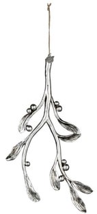 Dekoracja choinkowa Serafina Mistletoe 17x30 cm antyczne srebro – obraz-1
