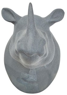 Dekoracja ścienna porcelanowa szara nosorożec 17x22 cm – obraz-1