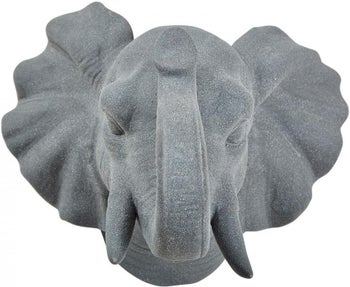 Dekoracja ścienna porcelanowa szara słoń 24x20 cm – obraz-1