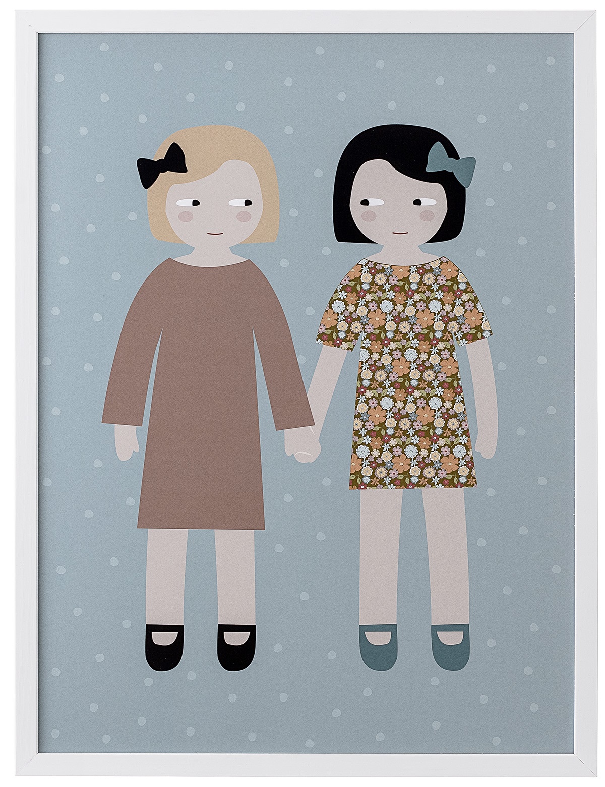 Dekoracja ścienna przyjaciółki niebieskie tło biała ramka 32x42 cm – obraz-1