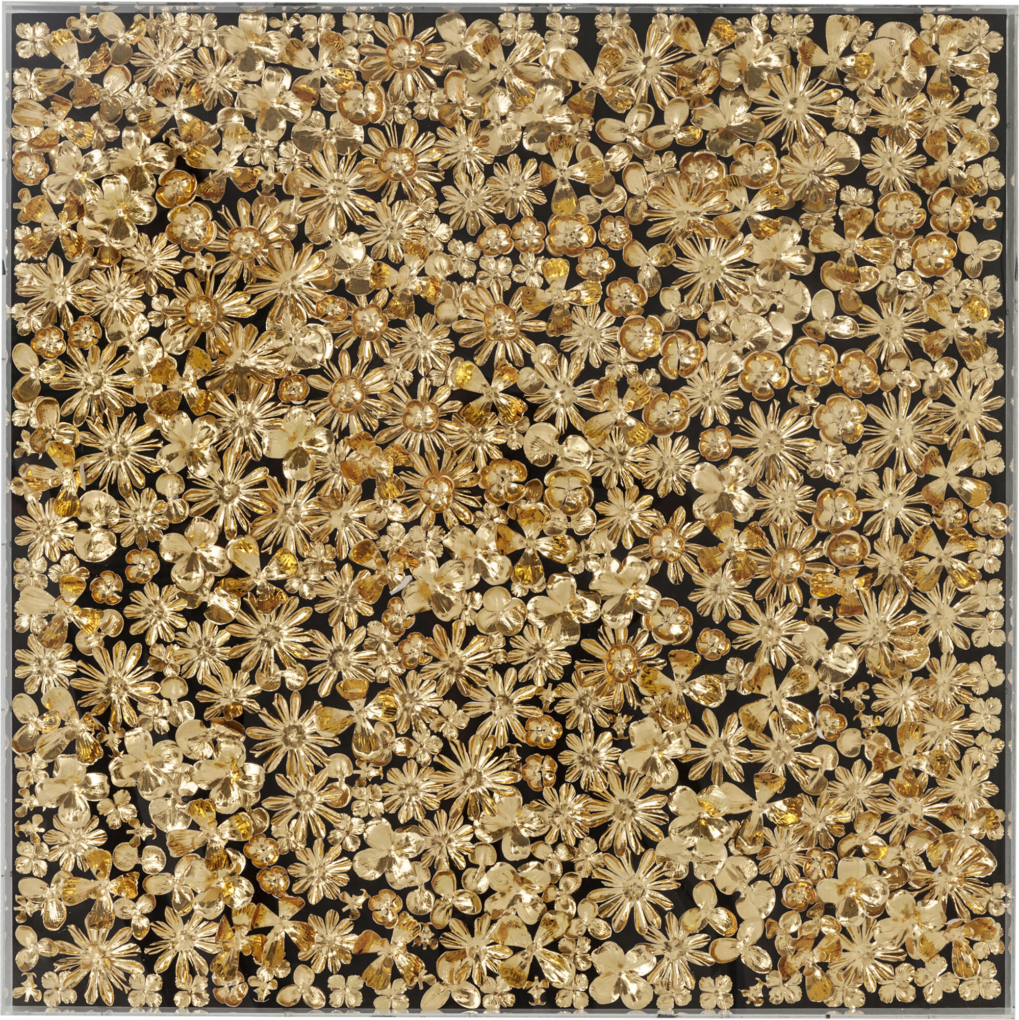 Cuadro Flower oro 120x120cm – Imagen-1.