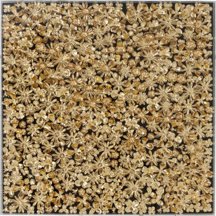 Dekoracja ścienna złota kwiaty 120x5 cm – obraz-1